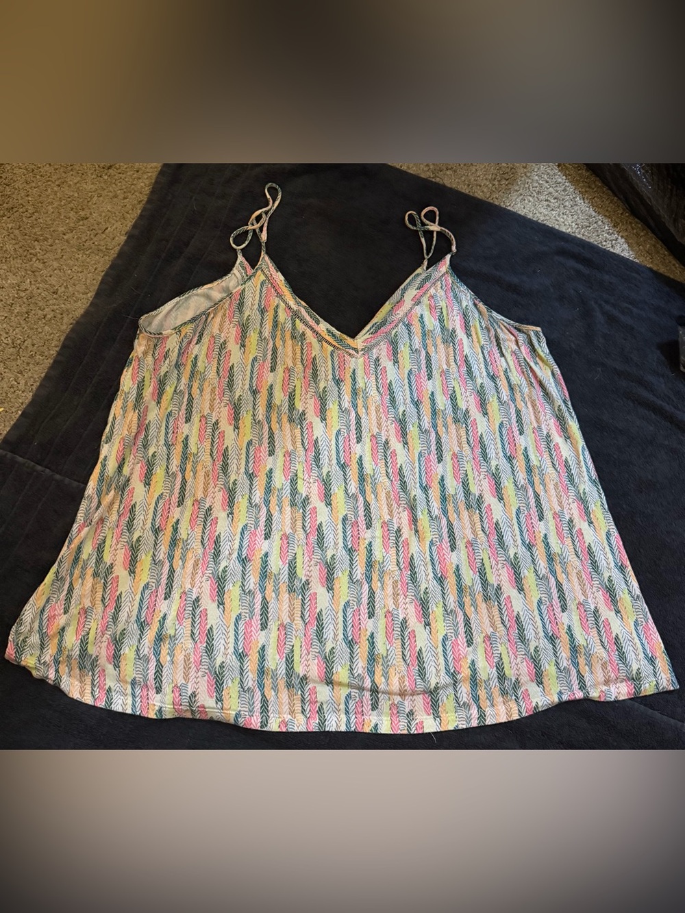 Pastel Feather-Print V-Neck Camisole - Multi Pastel
